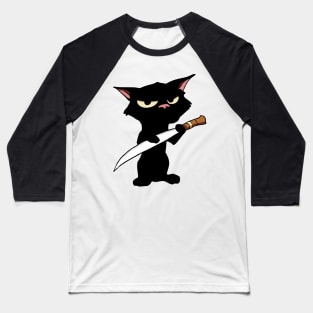 Cat With Knife Baseball T-Shirt